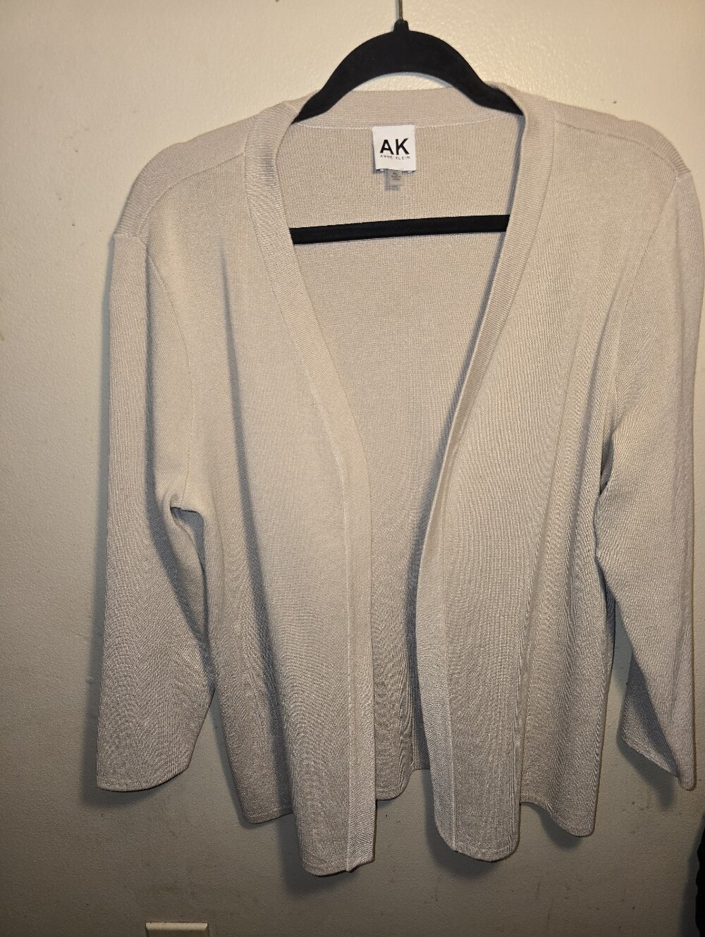 Anne Klein Open-Front Cream Cardigan Sweater